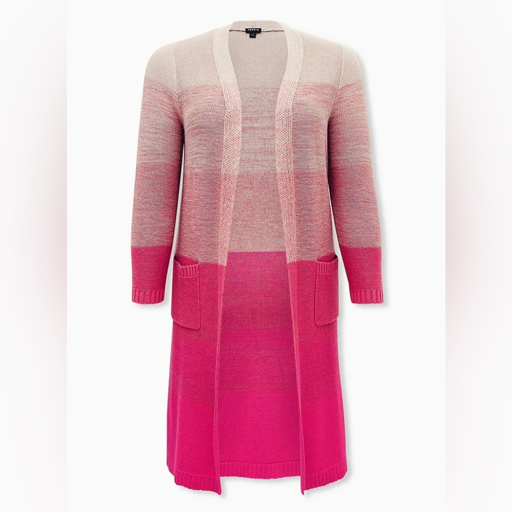 Torrid Pink Ombre Stripe Slouchy Duster Sweater Size 2X 18/20